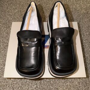 Charles and Keith ITZY Black Platform Leather Loafers